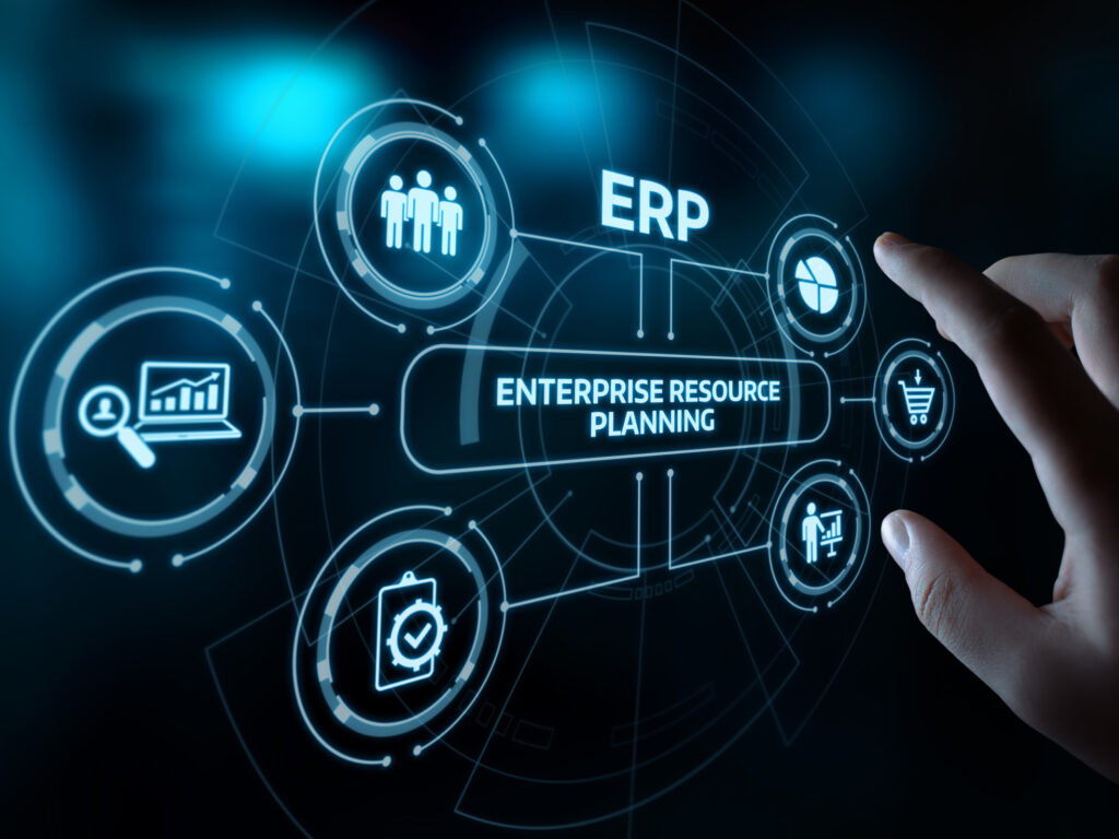 Enterprise Resource Planning ERP Corporate Company Management Business Internet Technology Concept.